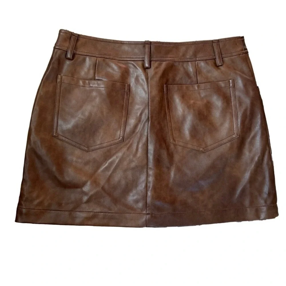 Revolve Tularosa Med Becca Faux Leather Mini Skirt Walnut Brown NWOT MSRP $168